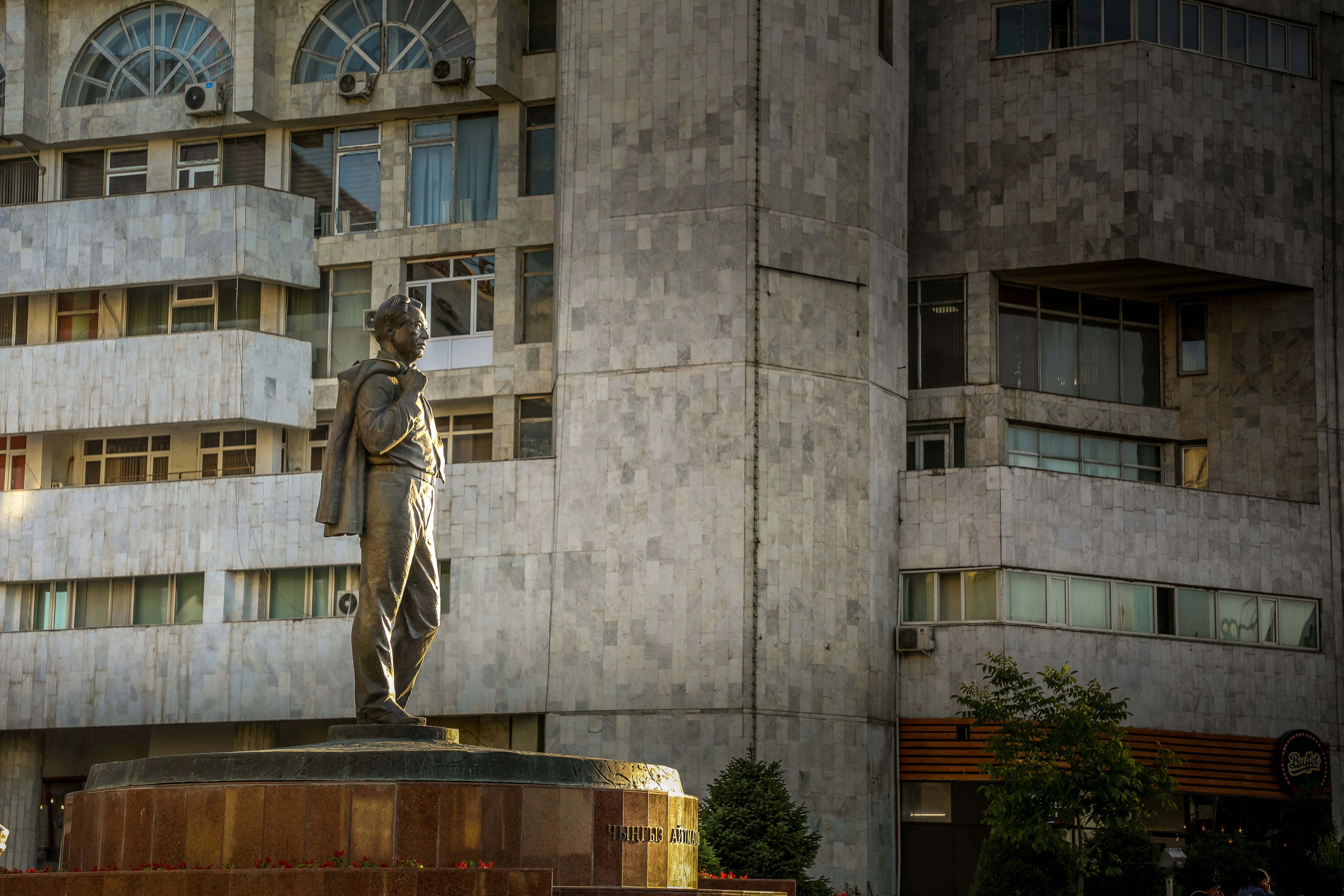 man in white robe statue